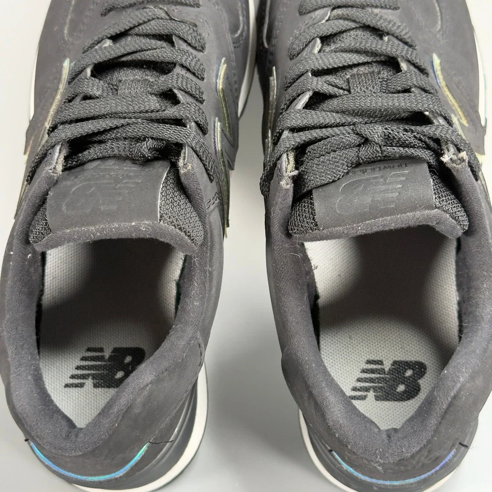 New Balance 574 Womens 6 B Casual Sneaker Black Iridescent Low Lace Up Dad Shoes